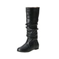 thumbnail image 1 of Crocowalk Womens Comfort Pull On Winter Shoes Walking Fashion Stretchy Flat Boot Casual Slouchy Mid Calf Boots Black 6.5, 1 of 5