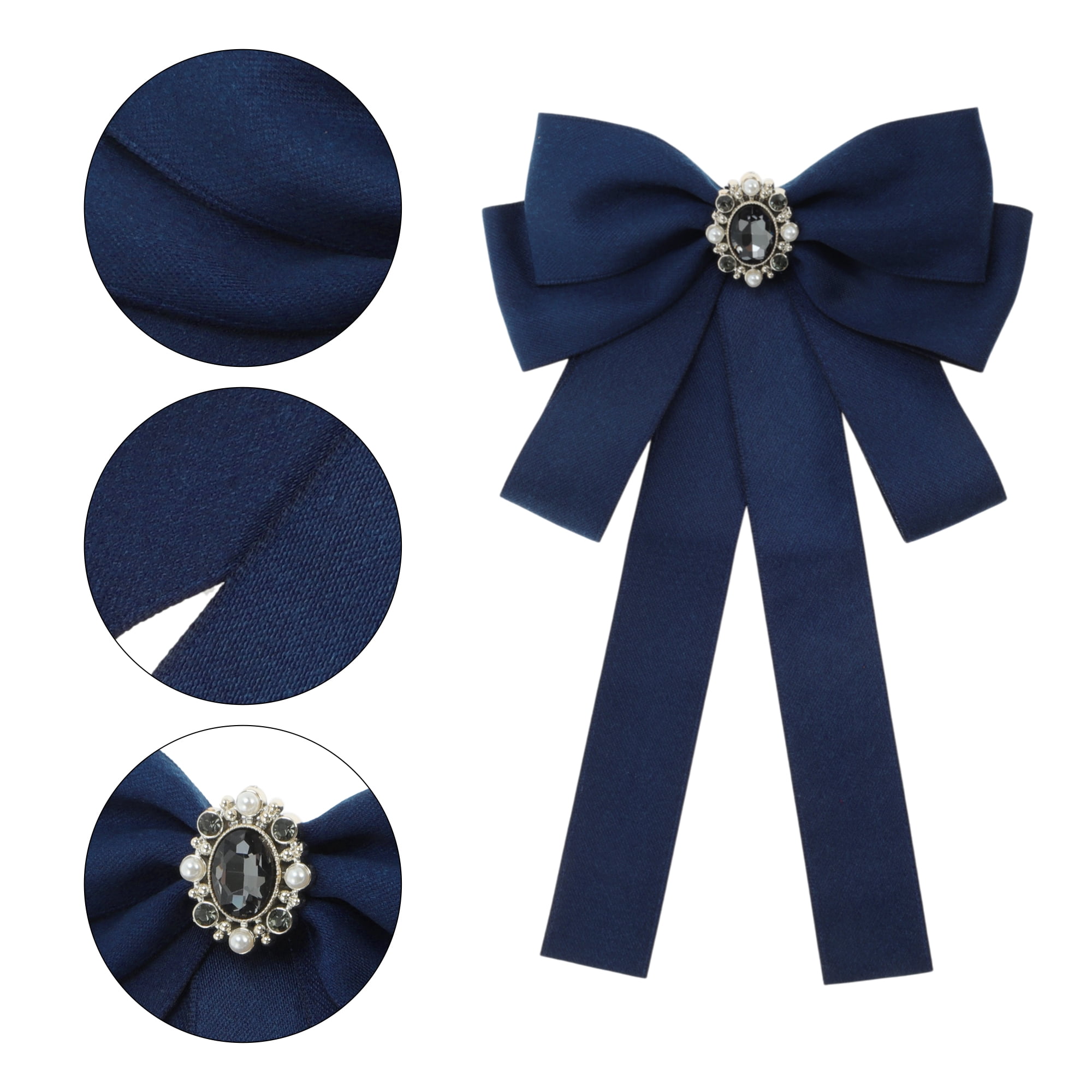 Unique Bargains Ribbon Bow Brooches Christmas Gifts Grey Crystal