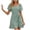 Green, variant on Lightweight Puff Sleeve Side Split Mini Dress Womens High Waist Ruffle Hem Smocked Loose Casual Summer