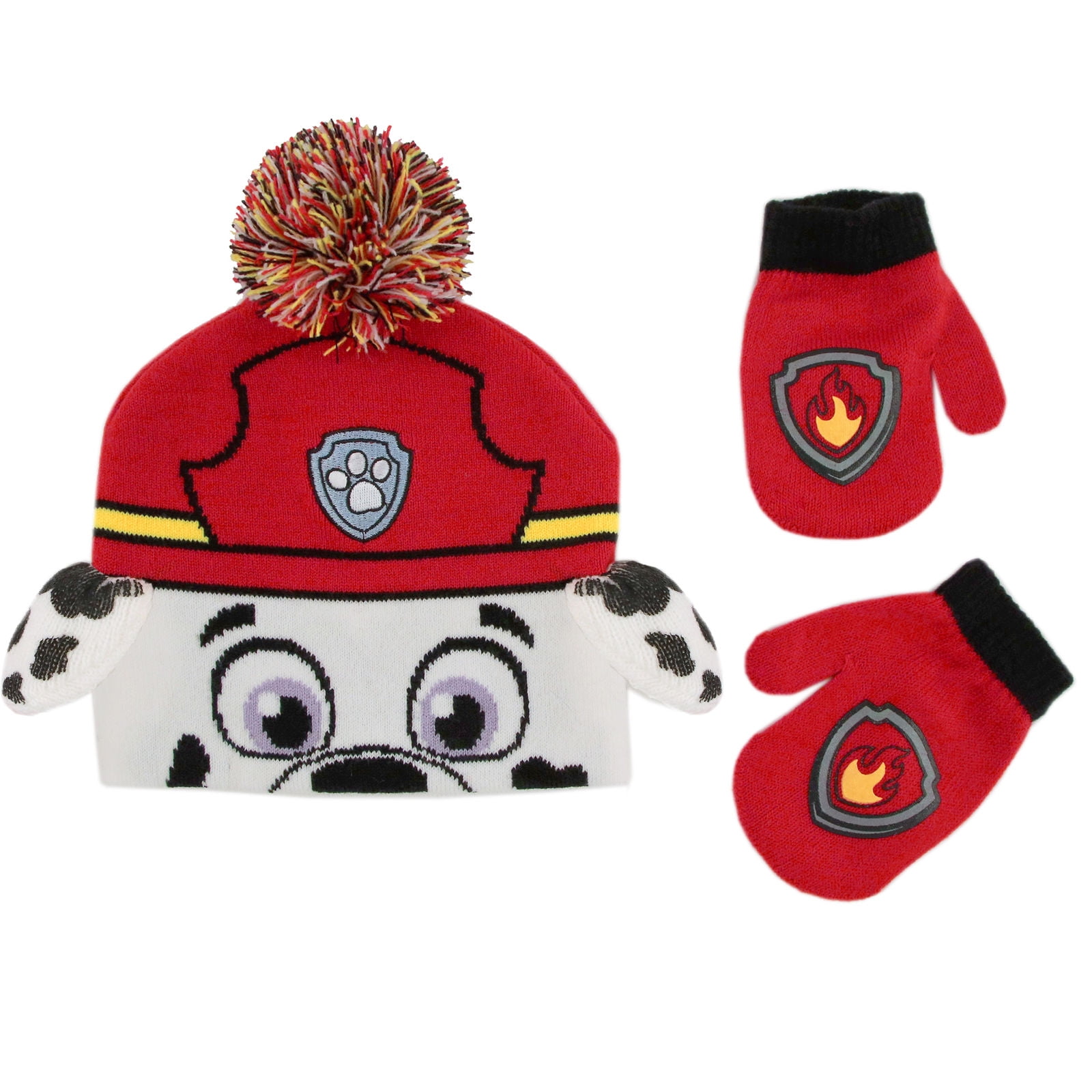blue Nickelodeon Boys Toddler Paw Patrol Beanie Hat and Mittens Cold Weather Set Age 2-4