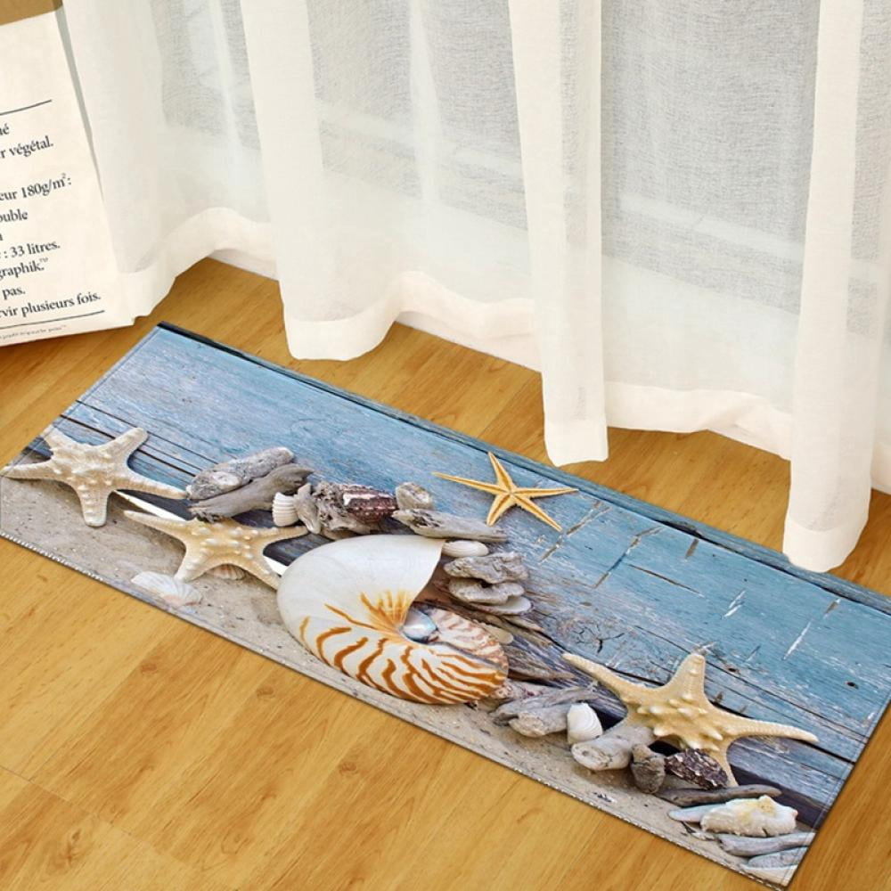 Autmor Starfish Seashell Wood Bathroom Carpets Rugs Bath Mat Bath Rugs