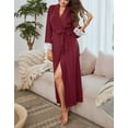 thumbnail image 4 of Richie House Women Kimono Sexy Robes Long Knit Bathrobe V-neck Casual Loungewear RHW2905, 4 of 7