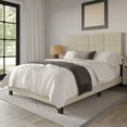 thumbnail image 2 of Home Design Lufkin Queen Upholstered Panel Bed Frame with Checkered Tufted Headboard & Foam-Filled Comfort, Beige, Easy Assembly, 2 of 10