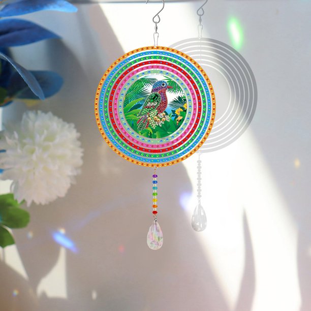 Fiudx Pegatinas de Diamante para Pintar Albañilería, Carillón de Viento de Cristal Colorido, Colgante de Acrílico, Arte Decorativo de Pared Multicolor, para Jardín Al Aire Libre, Habitación de Bebé,