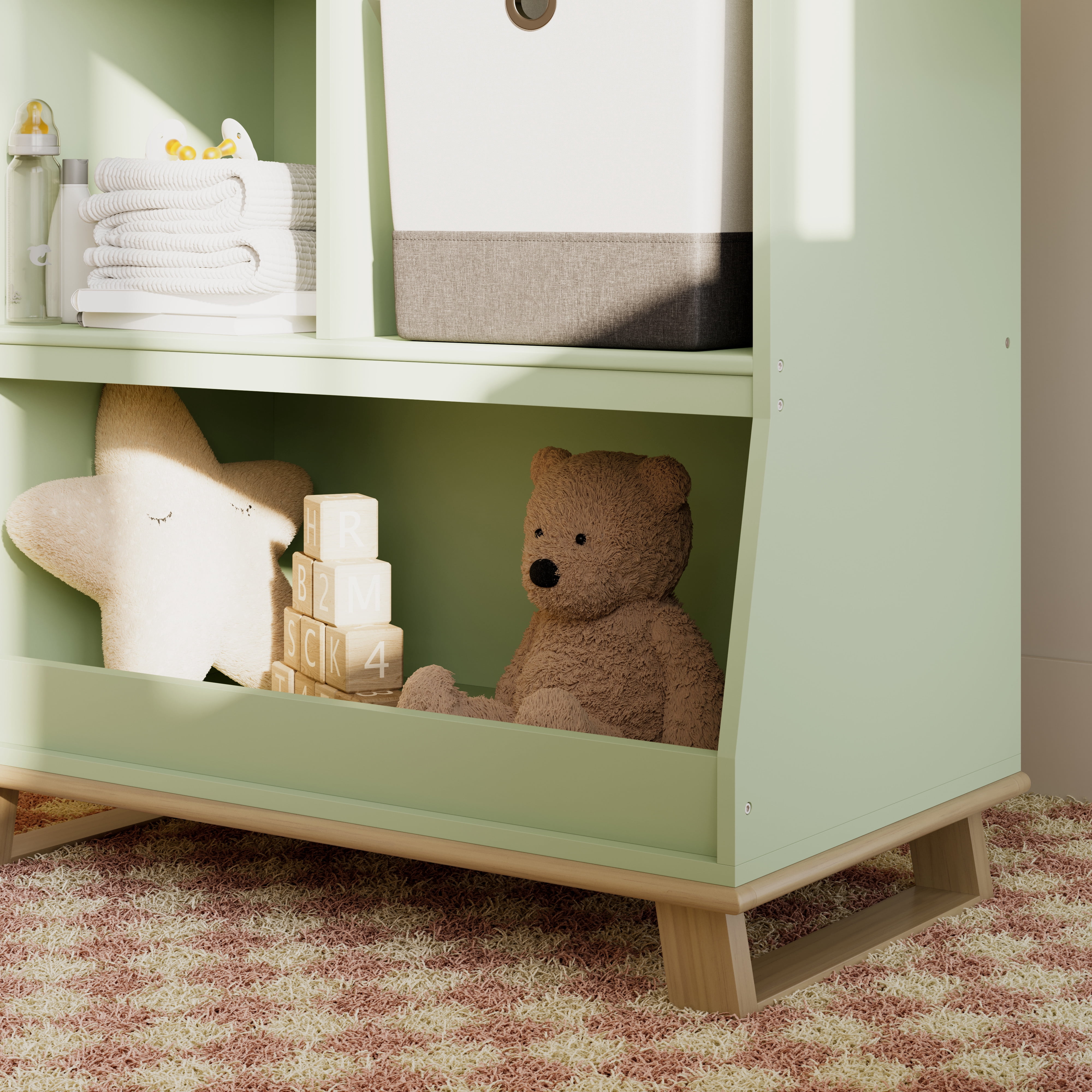 Storkcraft Modern Convertible Infant Changing Table, Sage with Driftwood