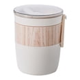 thumbnail image 1 of Bewildely Taza de desayuno de 620ml con cuchara, contenedor de agua de plástico portátil impermeable, tapa de sellado, tazas para microondas, Mostrada Blanco 620ml, 1 of 6