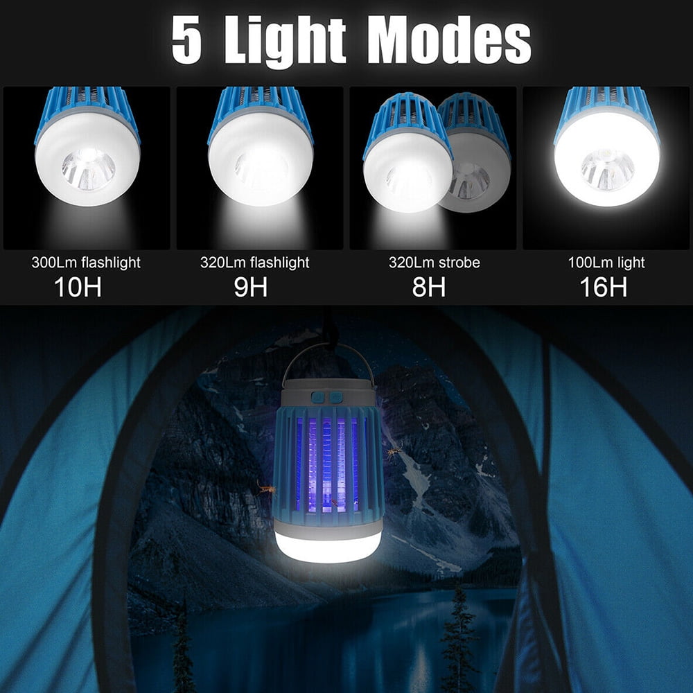 LNKOO Mosquito Killer Lamp, 3-in-1 Rechargeable Solar & USB Powered Bug Zapper, IP66 Waterproof Hanging Camping Lantern, Portable Insect Fly Pest Trap for Indoor Outdoor Backyard Patio Traveling