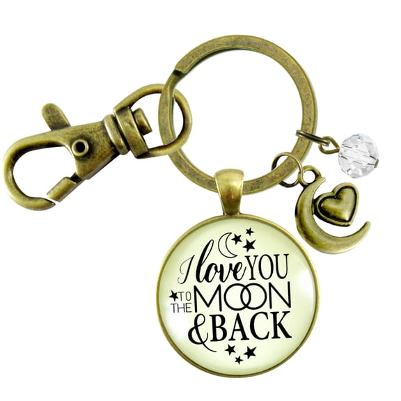 I Love You Moon Keychain Gutsy Goodness Bronze Metal Female Adult Jewelry