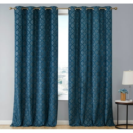 

Versailles Lattice Flocked Blackout Grommet Curtain Panels