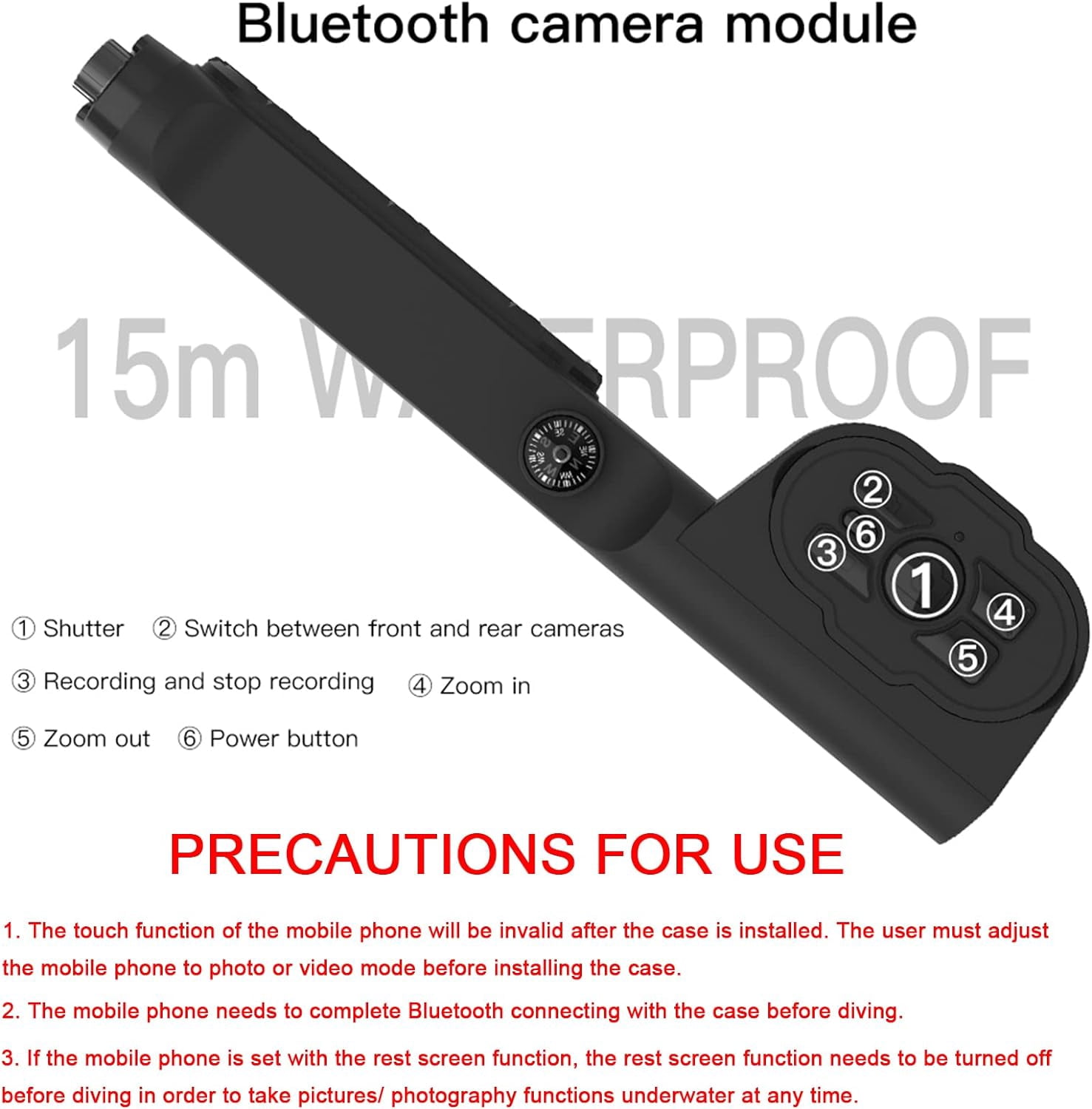 New Updated Extreme Waterproof Underwater Diving, Snorkel Phone Case with Bluetooth Remote Control for All iPhone (Max, Plus, S), Samsung, LG, Google, Android Up to 50Ft, 15M with Lanyard Black