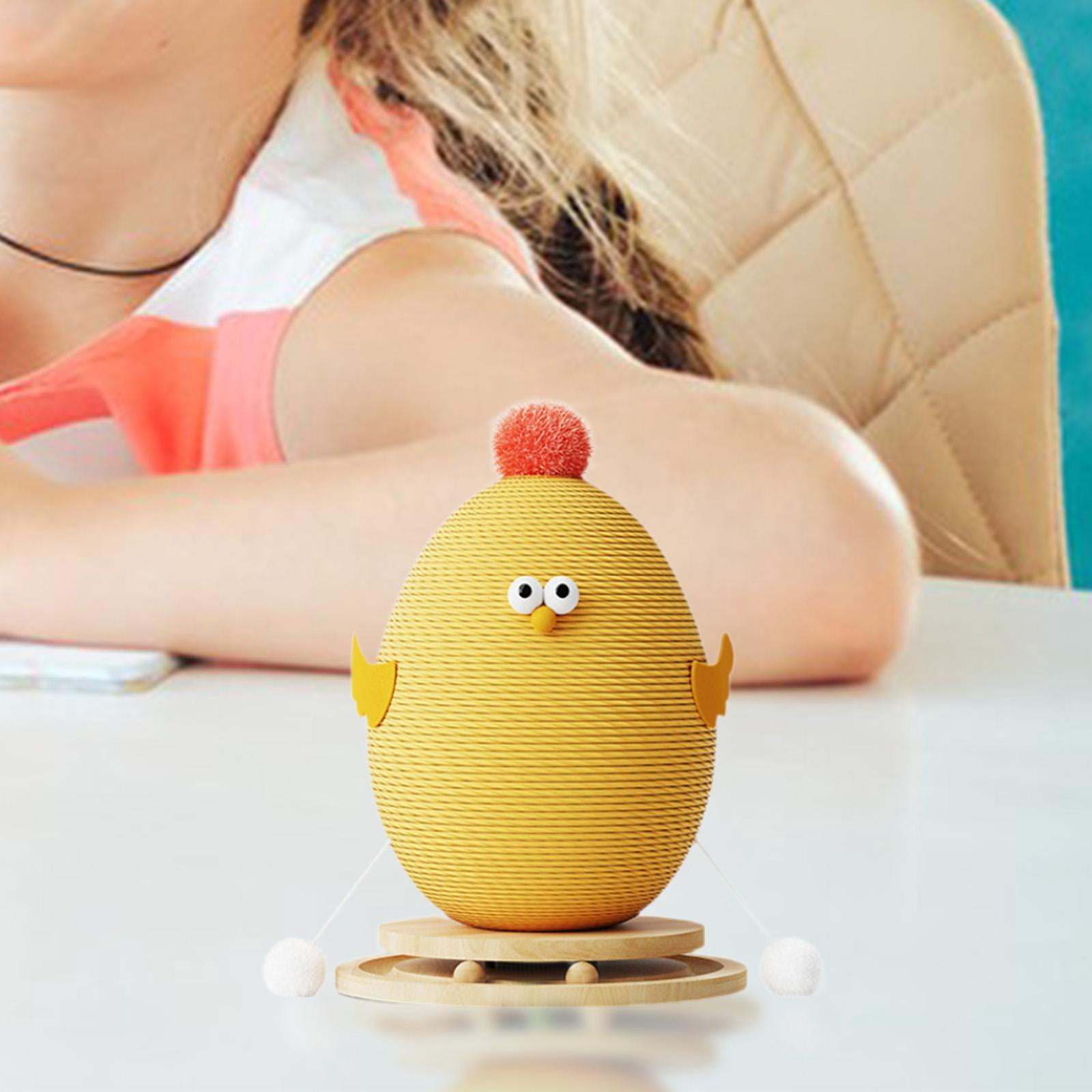 CarpNettore Cat Scratching Post Chick Cat Scratcher Toy Pet Furniture Interactive Ball Track yellow