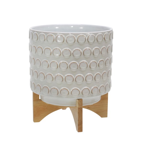 Sagebrook Home Ceramic 10&quot; Planter On Wooden Stand 15033