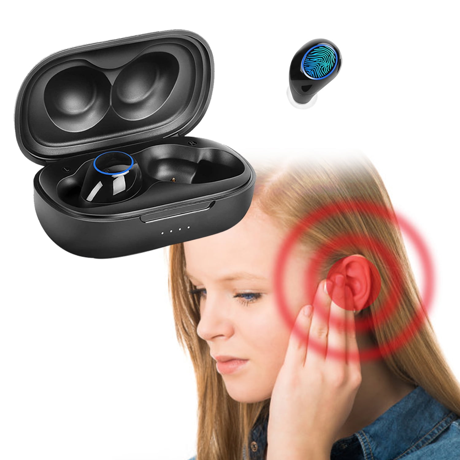 KIBVOE Sound Amplifier with Noise Reduction, Rechargeable Mini inEar