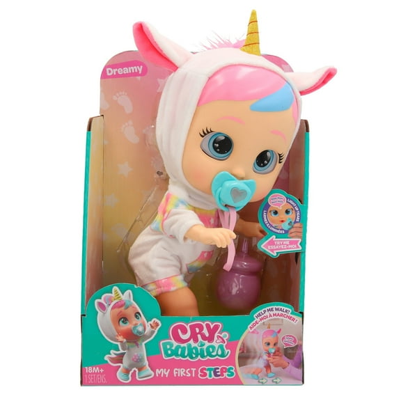 Cry Babies My First Steps Dreamy 12.2" Baby Doll, walks, 10 sounds and reactions
