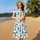 thumbnail image 4 of Balery Block Dinosaur Vestidos sueltos de manga corta para mujer, vestidos de verano 2025, vestidos casuales de corte A con vuelo., 4 of 6