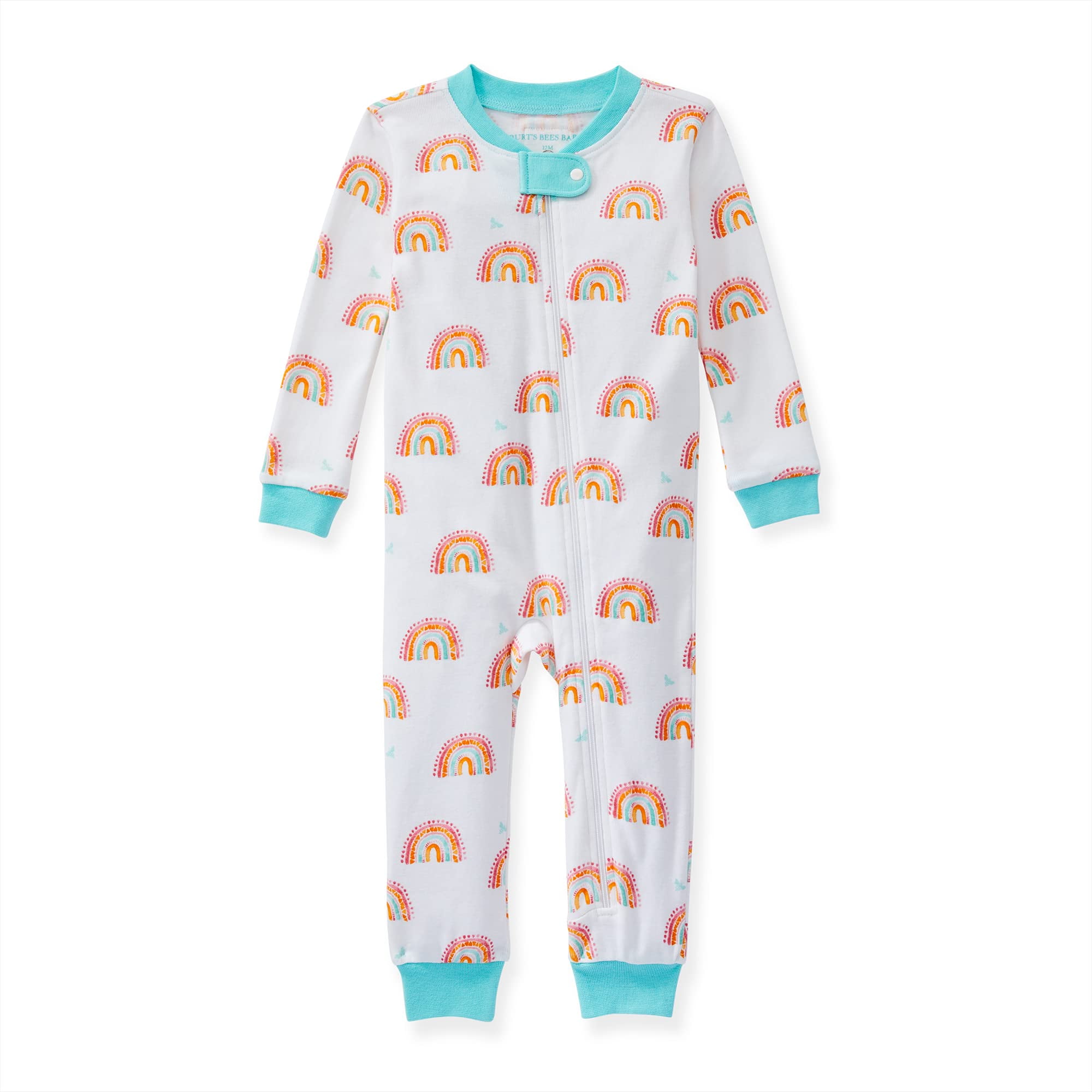Burt s Bees Baby Pyjama Bebe Fille Zip Frontal Pjs Pied de Poule Antiderapant 100 Coton Bio Coucher de Soleil Arcs en Ciel 24 Mois Walmart
