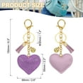 thumbnail image 2 of Llave de corazón de Uxcell con rhinestones, accesorios de llavero brillantes para mujeres en color violeta, 2 of 7