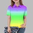 thumbnail image 1 of Camisa informal de manga corta con botones y solapa estampada para niños y niñas, de poliéster, 1 of 7