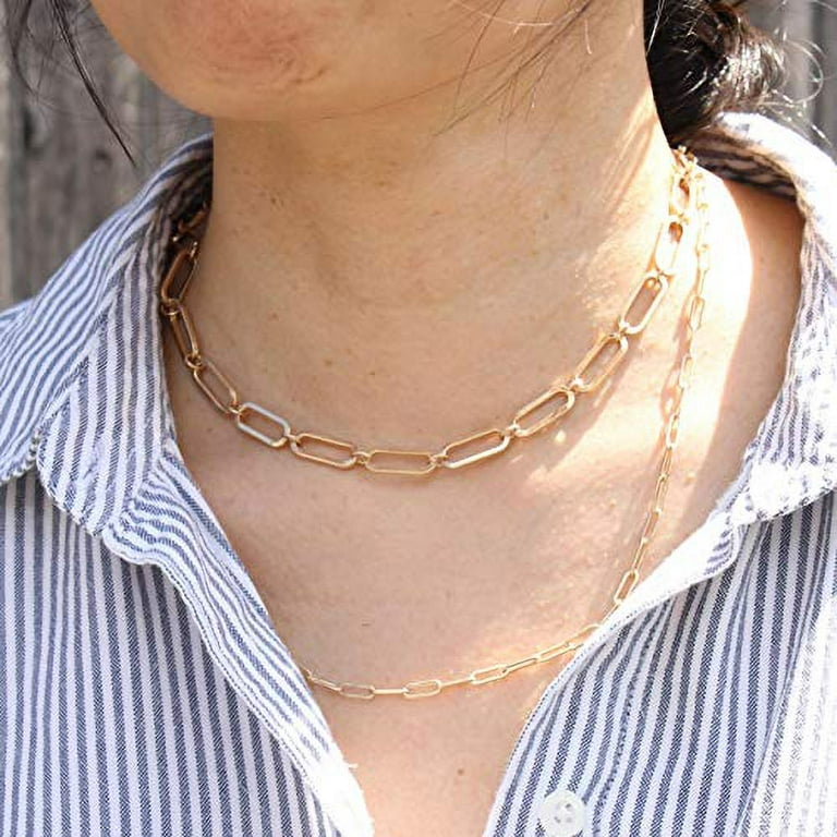 KIKICHIC | NYC | 18K Gold Carabiner Paper Clip Link Chain Necklace Sterling Silver 18K Gold Filled.