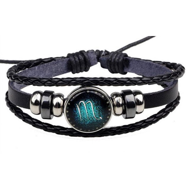 Pulsera de doce constelaciones, joyería europea y americana, aleación multicapa, tejido luminoso, cuero punk, cielo nocturno