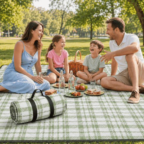 KOYMISKU Extra Large Picnic Blanket 78.7" x 78.7", Waterproof Outdoor Blanket with Soft Padded Top and Oxford Backing, Foldable Beach Mat for Camping, Park, Family