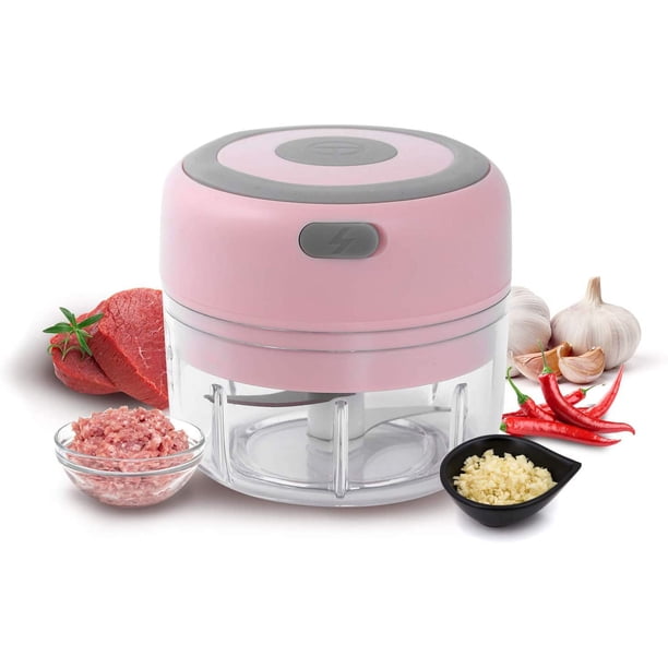 Mini picadora eléctrica de ajo, cortadora de alimentos y picadora de 250ML, licuadora para carne/verduras/fruta picada/cebolla/ajo Ormromra HMYH702-1