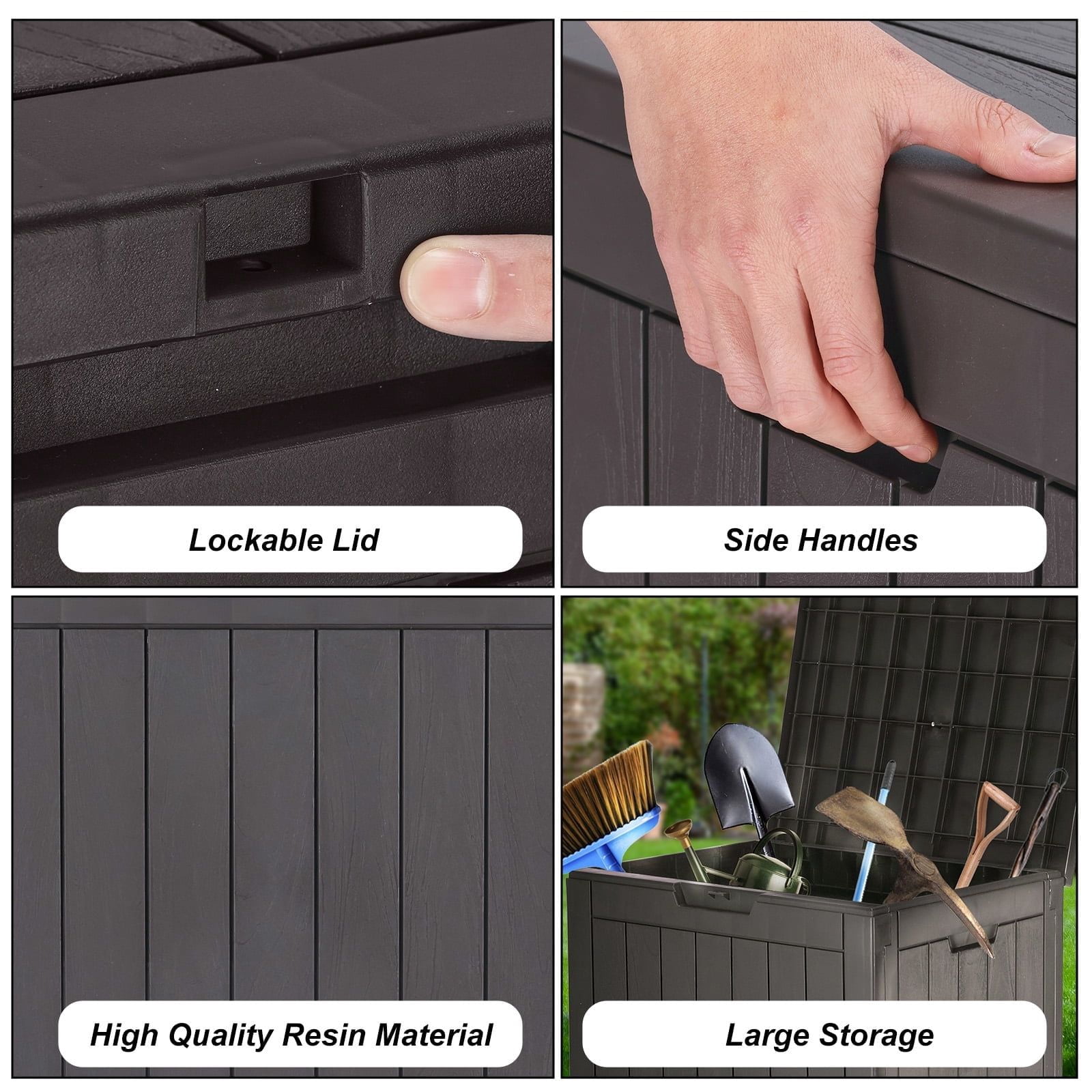 31 Gallon Resin Deck Box, Waterproof UV Resistant Outdoor Storage Box for Garden, Indoor