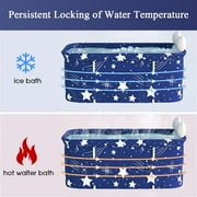 47in Large Portable Folding Bathtub, Hot & Cold Soaking Bath tub, Starry Blue(SolarSoda)