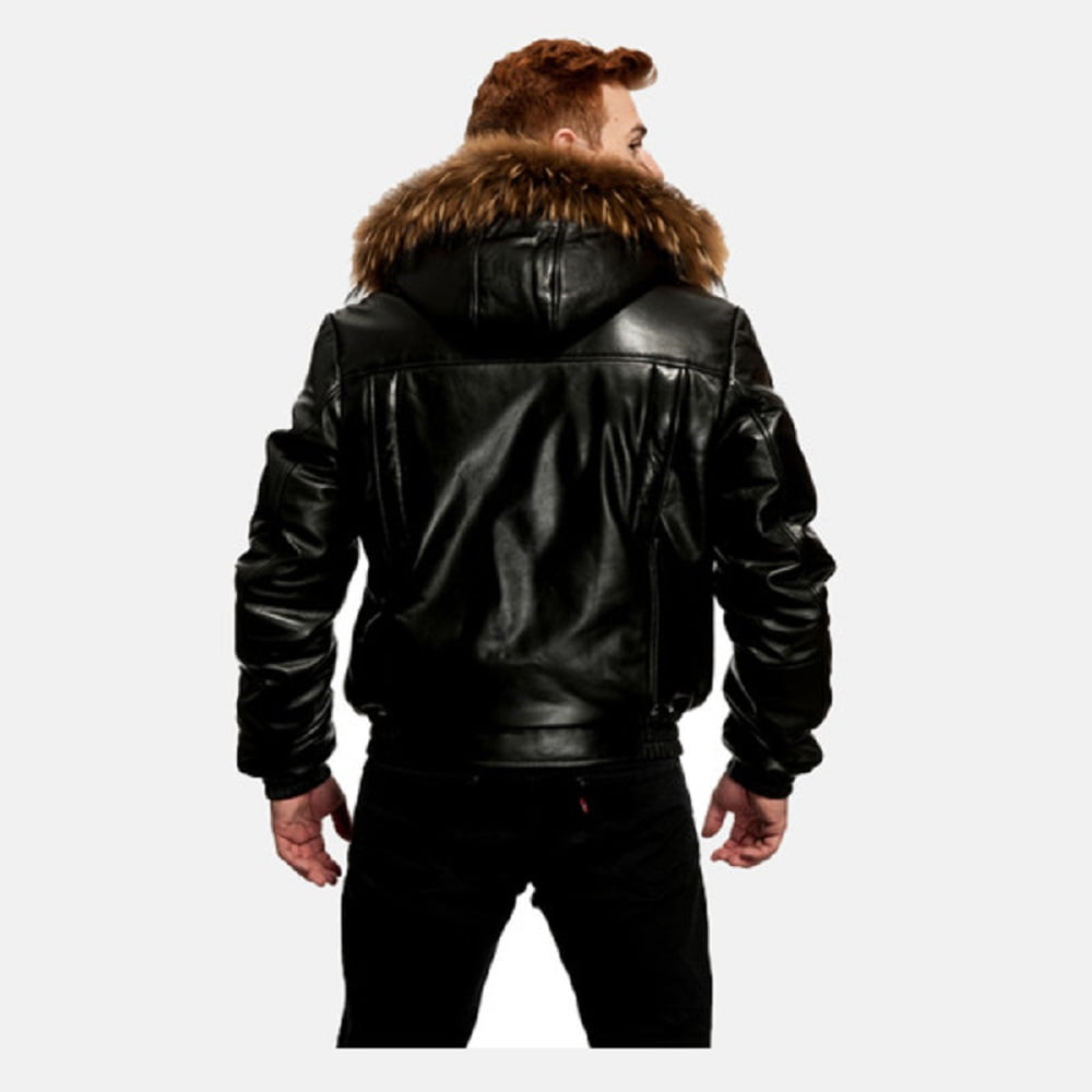 leather goose down bomber jacket