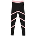 thumbnail image 4 of YIZYIF Kids Girls Stripes Skinny Sports Pants Figure Ice Skating Jogging Workout Leggings Pants Pink 6, 4 of 5