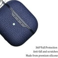 thumbnail image 4 of Allytech Case Compatible with AirPods 3rd Generation (2021 Released), Lychee Texture PU Leather Anti-Scratch Skin with Key-Chain Accessories for Women Men Case for Air-Pods 3 2021, Blue, 4 of 5