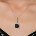 thumbnail image 3 of 925 Silver and 10K Yellow Gold Black Onyx and White Moissanite Pendant 2-Stone Necklace for Women | 5.73 Cttw | Gemstone December Birthstone | Cushion Checkerboard 12MM | With 18 inch Chain, 3 of 6