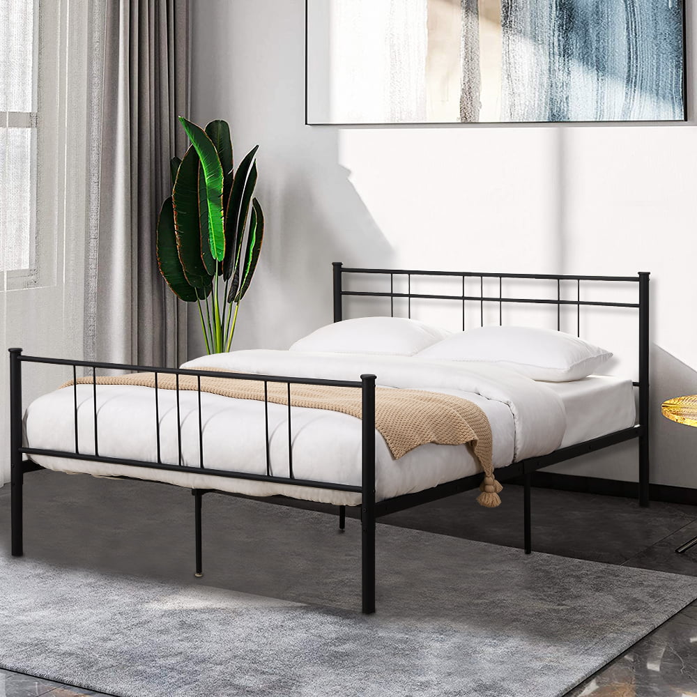 Bed Frame With Headboard And Footboard, High Rise Metal Bed Frame With Headboard Brackets