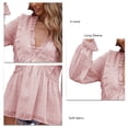 thumbnail image 5 of V Neck Women Top Lace Loose Polyester Soft Breathable Machine Washable Clothing LC2518021 Pink XL, 5 of 6