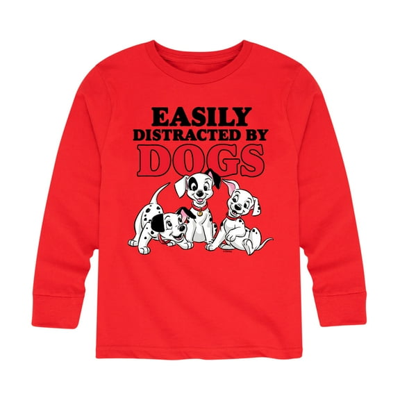 Disney - 101 Dalmatians - Easily Distracted By Dogs - Toddler And Youth Long Sleeve Graphic T-Shirt
