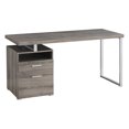 thumbnail image 2 of Modern Laptop Work Desk For Home - 60" With Taupe Brown Laminate And Grey Metal, Storage Compartments Contemporary Computer Office: 60"l, Laminate, Drawers, Left/right Setup Adjustable, 2 of 3