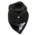 thumbnail image 2 of Ladies Autumn And Winter Fleece Warm Print Double Stitching Triangle Buckle Scarf Scarf Neckerchief winter gloves Multicolor, 2 of 3