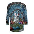 thumbnail image 5 of CAIXIA Easter Shirts for Women 3/4 Length Sleeve Cute Rabbit Graphic Tee Crewneck T Shirts for Women Funny Easter Bunny Tops for Women, 5 of 5