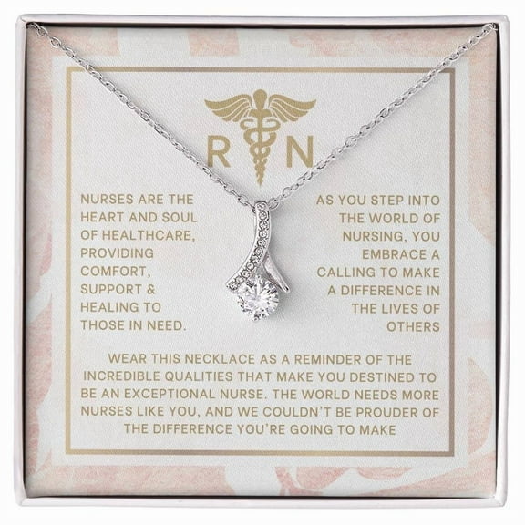 Blush and Gold RN Nurse Graduation Necklace | Alluring Beauty Necklace Standard Box
