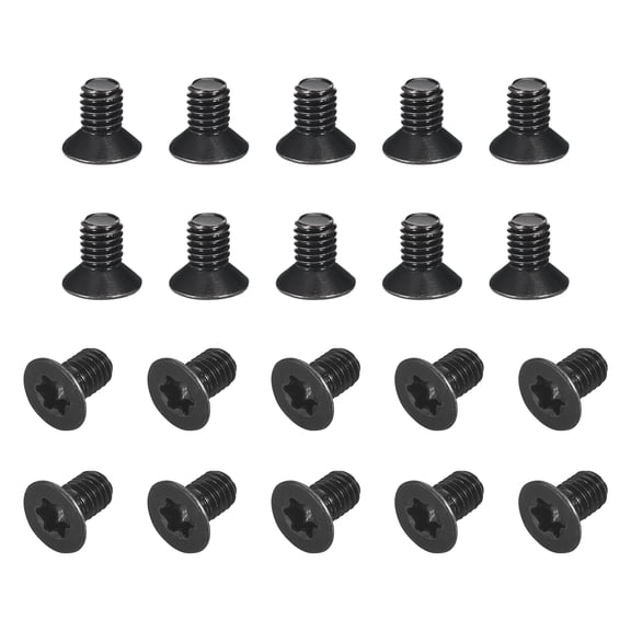 Uxcell M6-1.0x10mm Flat Head Torx Anti Theft Machine Screws, 50Pack 10.9 Grade Alloy Steel, Torx Drive, Countersunk Head, Full Thread, Black Oxide Finish