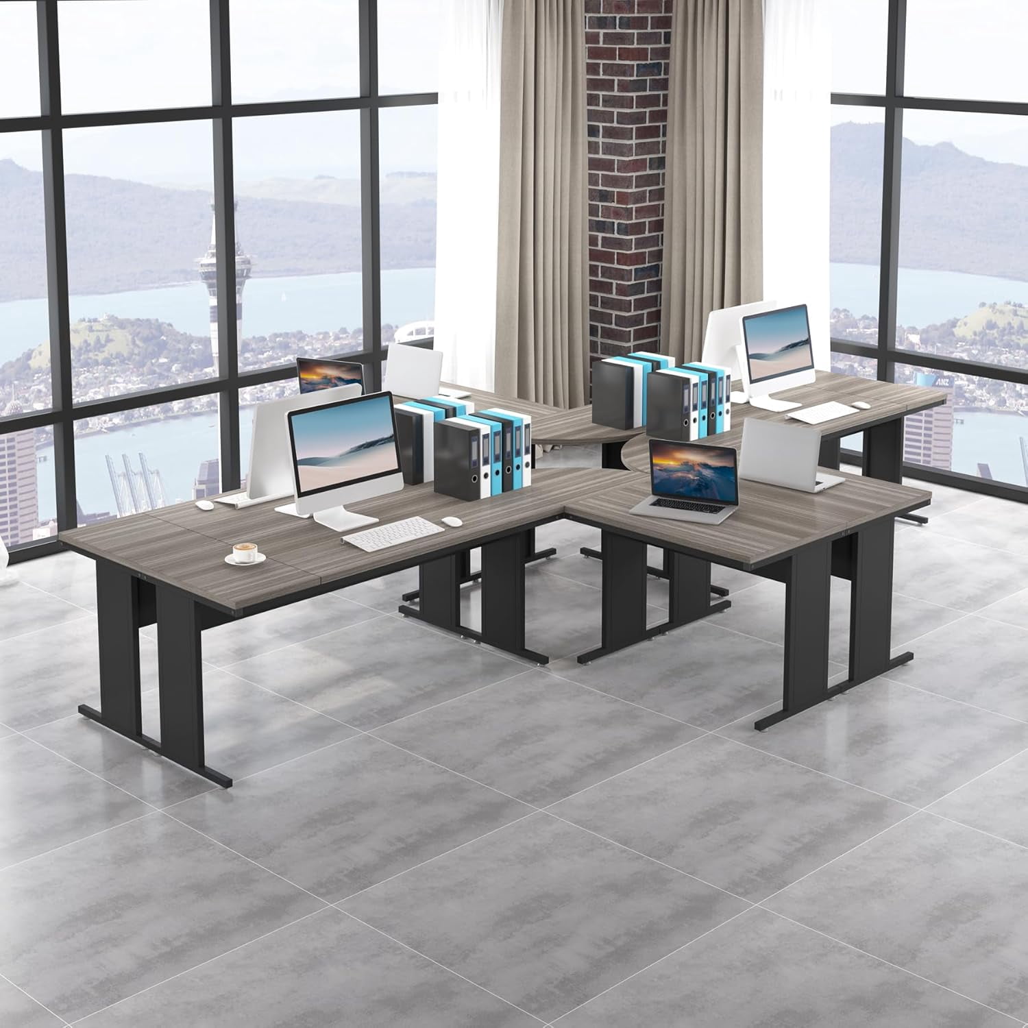 Tribesigns 83-Inch Large L Shaped Desk, Modern Reversible Executive Office Desk for Home Office (Grey)