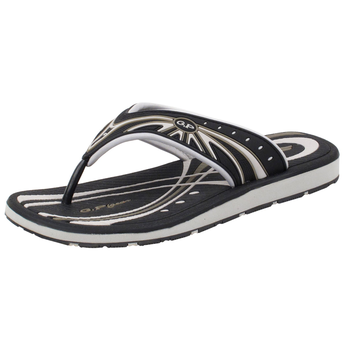 Sandals ECSA Sandals Black With black & White T Strap Straps NEW SZ 10 