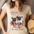 thumbnail image 4 of Funny Pug Shirt | Pugs and Kisses Graphic Tee for Dog Lovers, Heliconia, Size M, 4 of 6