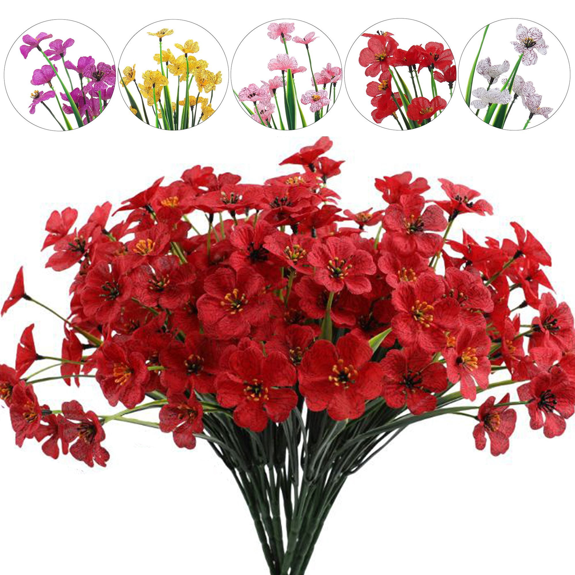 Gustave 8 Bundles Artificial Flowers Fake Plants Faux UV Resistant ...