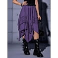 thumbnail image 4 of Women'S Renaissance Flowy Fairy Skirt Y2k Contrast Lace Layered Asymmetrical Midi Skirts Deep S, 4 of 9