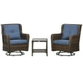 thumbnail image 2 of Outsunny 3-Piece Patio Bistro Set, PE Rattan Wicker Outdoor Furniture, Soft Cushions, 2 360 Swivel Rocking Chairs, 2-Tier Coffee Table, Blue, 2 of 9