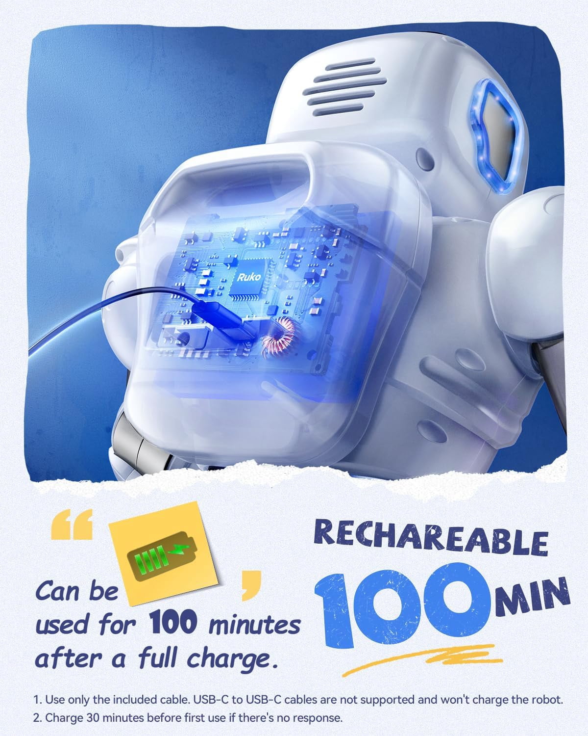 Ruko 1088 Smart Robots for Kids, Large Programmable Interactive RC Robot with Voice Control, APP Control, Present for 4-9 Years Old Kids Boys and Girls, Blue