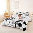 thumbnail image 2 of Castle Fairy Soccer Ball Game Bedding, Sport Stars Print Duvet Cover Full, White Black,3pcs,1 Duvet Cover and 2 Pillowcases, 2 of 6