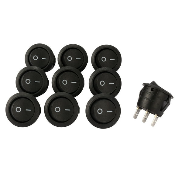 10Pcs AC250V/10A 125V/12A 3P SPDT I/O Round Button Boat Rocker Switch UL Listed