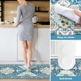 thumbnail image 4 of Boho Washable Kitchen Rugs Sets of 3, Non Slip Kitchen Mats for Floor with Rubber Backing, Waterproof & Stain Resistant Thick Carpet Runner Throw Rugs for Kitchen, Laundry Room, Hallway, Blue, 4 of 6